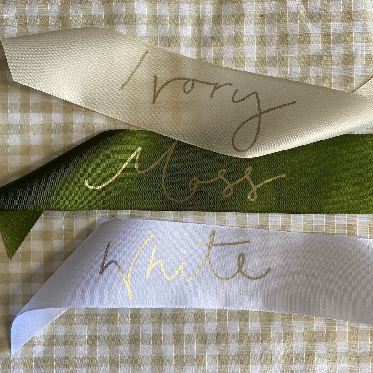 Personalised Bouquet Ribbon - Gold Lettering / Placement Print