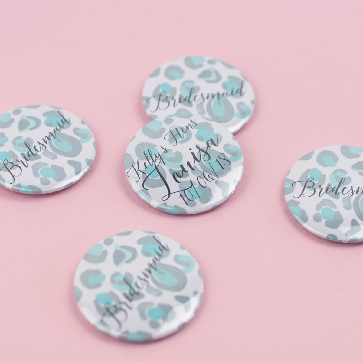 Blue Leopard Print Personalised Hen Party Badges