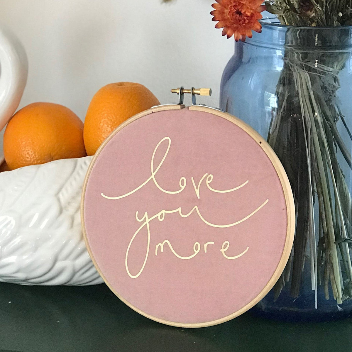 'Love You More' Velvet Hoop - Medium Size