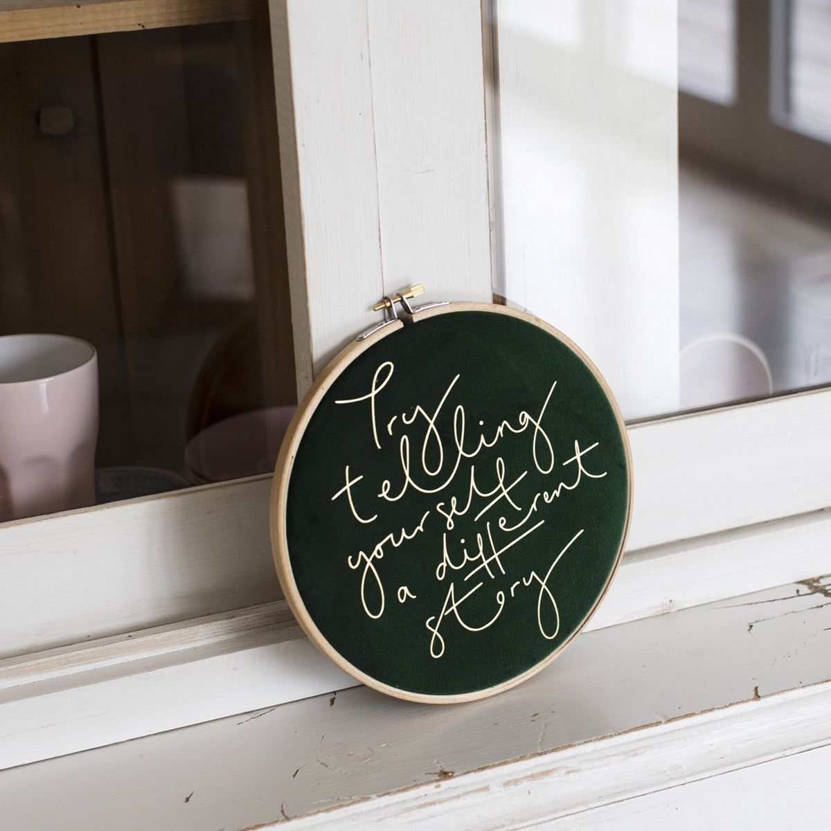 'Try Telling Yourself a Different Story' Velvet Hoop - Large Size