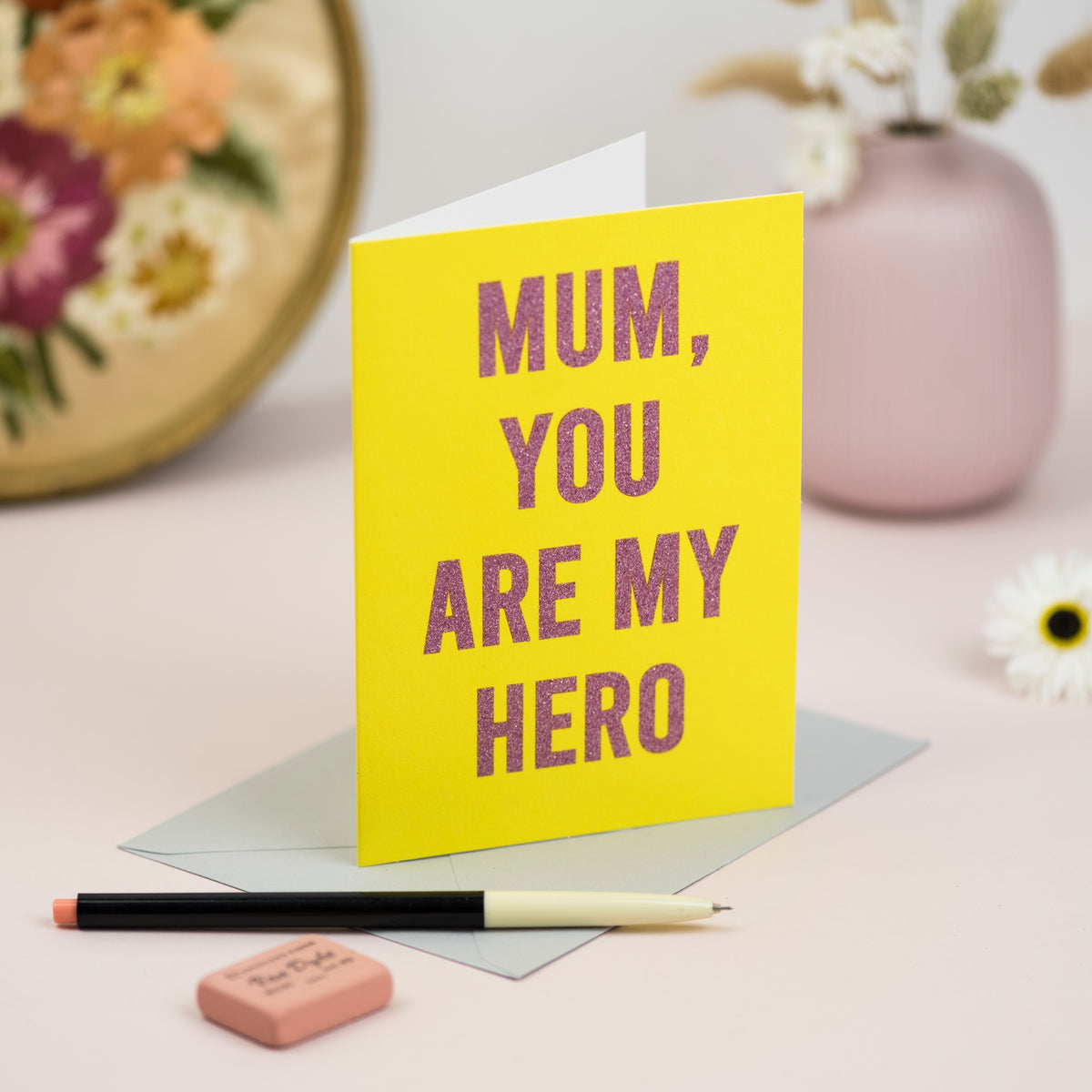 'Mum, You Are My Hero' Greetings Card - Biodegradable Glitter