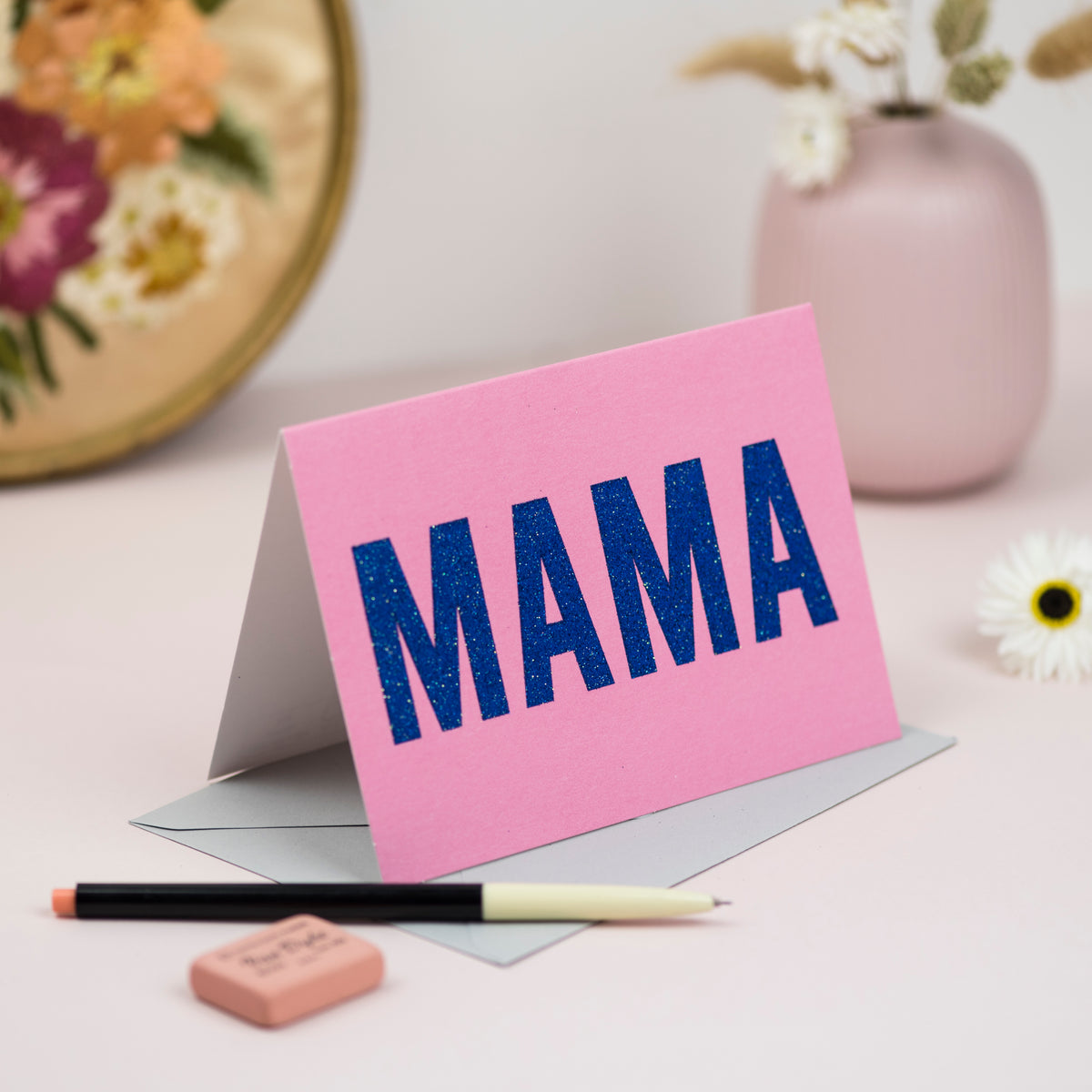 'Mama' Greetings Card - Biodegradable Glitter