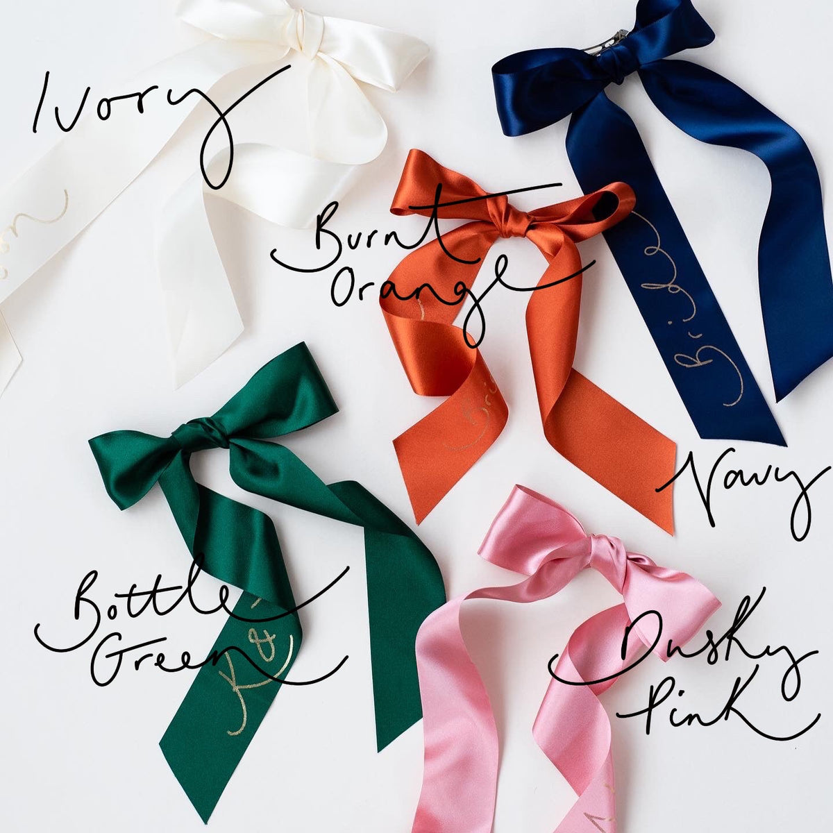 Personalised Wedding Bouquet Ribbons - Silver Lettering / All Over Print