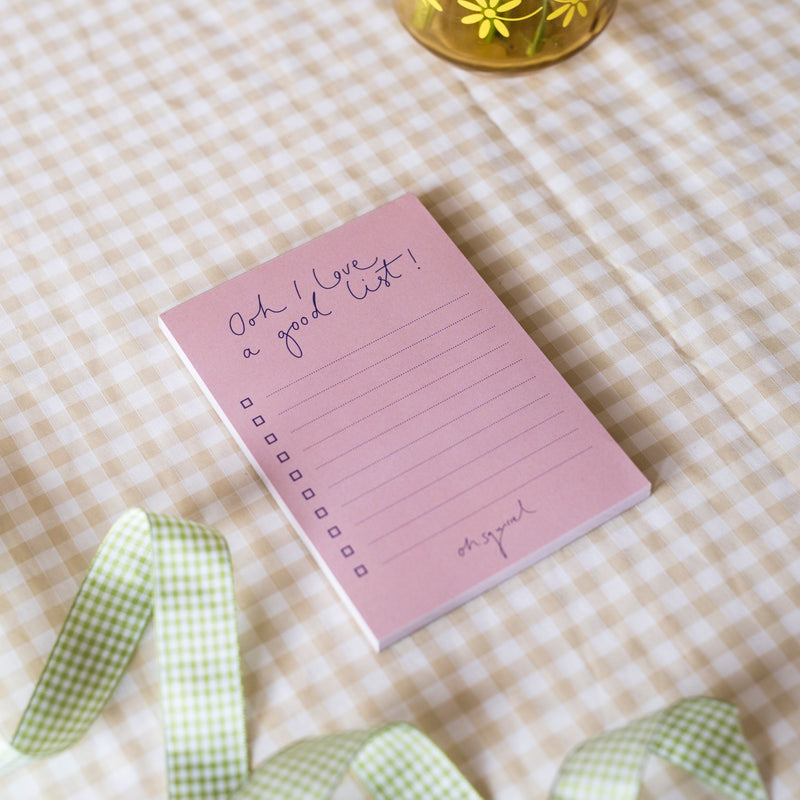 'Ooh I Love a Good List' Pastel Pink Mini Notepad