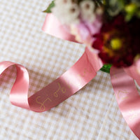 Personalised Wedding Bouquet Ribbons - Gold Lettering / All Over Print