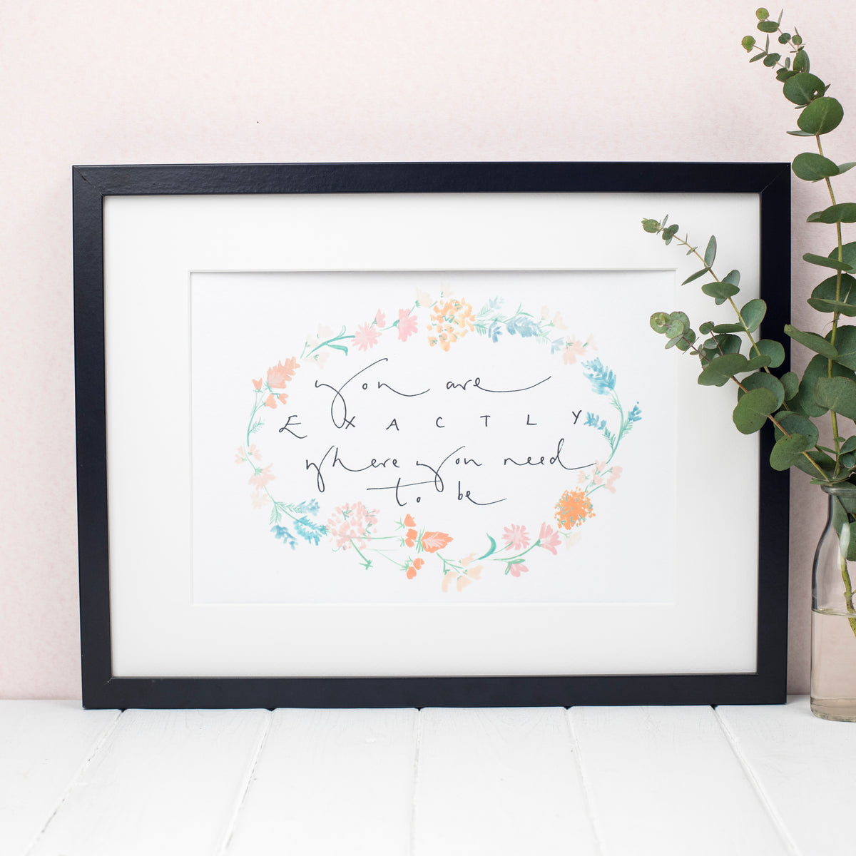 'You Are Exactly Where You Need To Be' Floral Watercolour Print