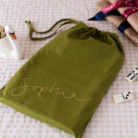 LIMITED QUANTITIES - Personalised Name Moss Green Present Bag