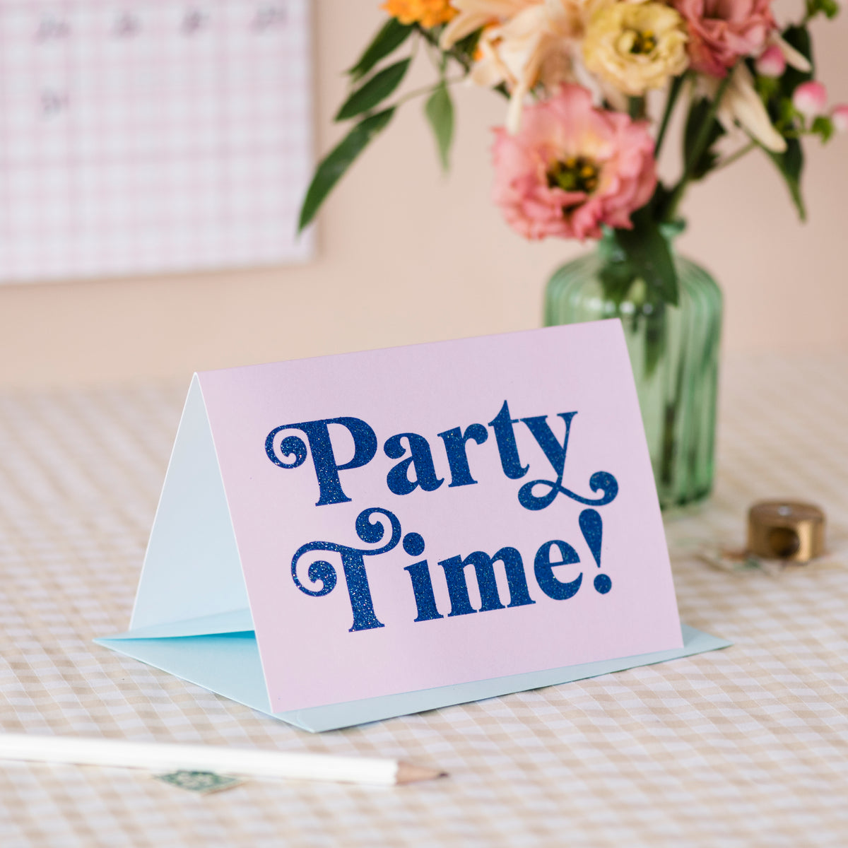 'Party Time!' Greetings Card - Biodegradable Glitter