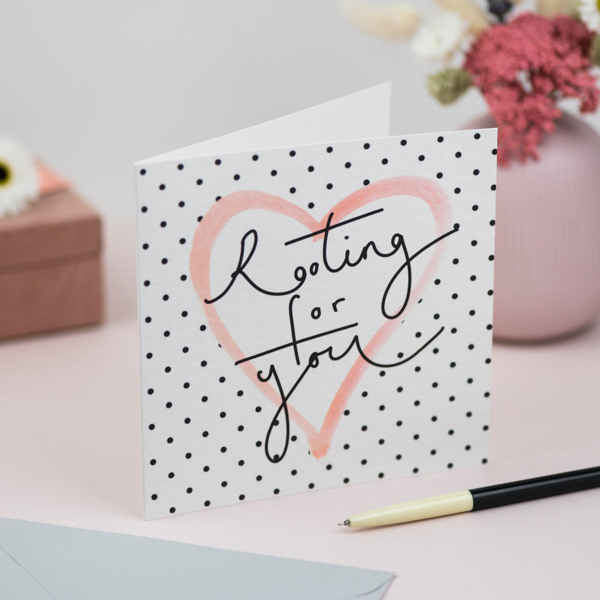 'Rooting For You' Polka Dot Heart Card