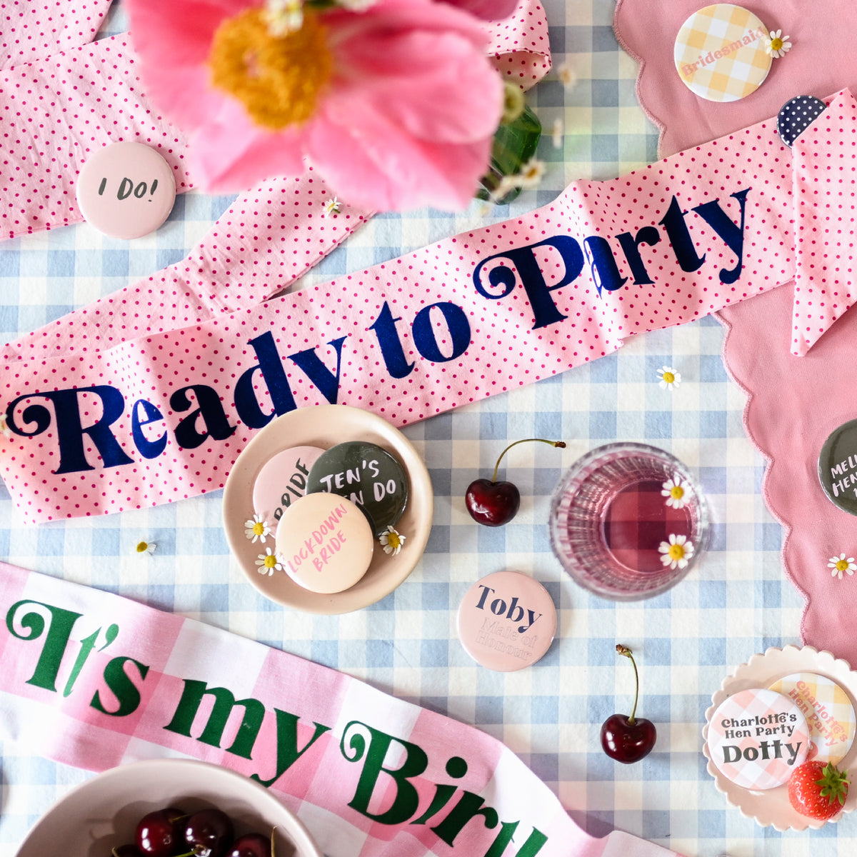 'Ready to Party' Hen / Birthday Party Polka Dot Sash