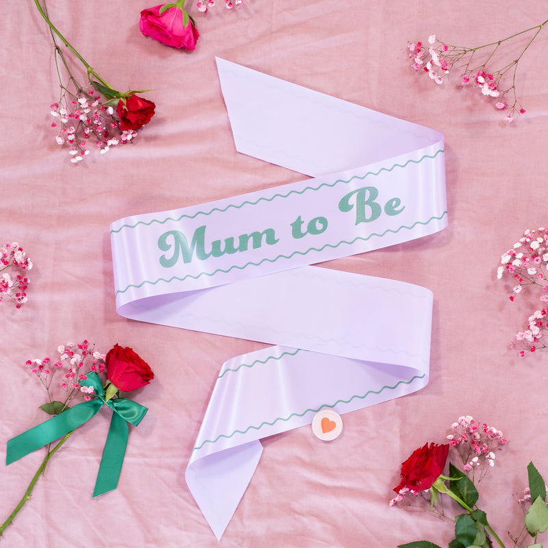 Zig Zag Print 'Mum to Be' Baby Shower Sash - Choice of Colours + Words