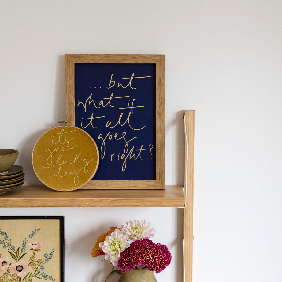 Dark Blue + Gold Foil '...but what if it all goes right?' Print