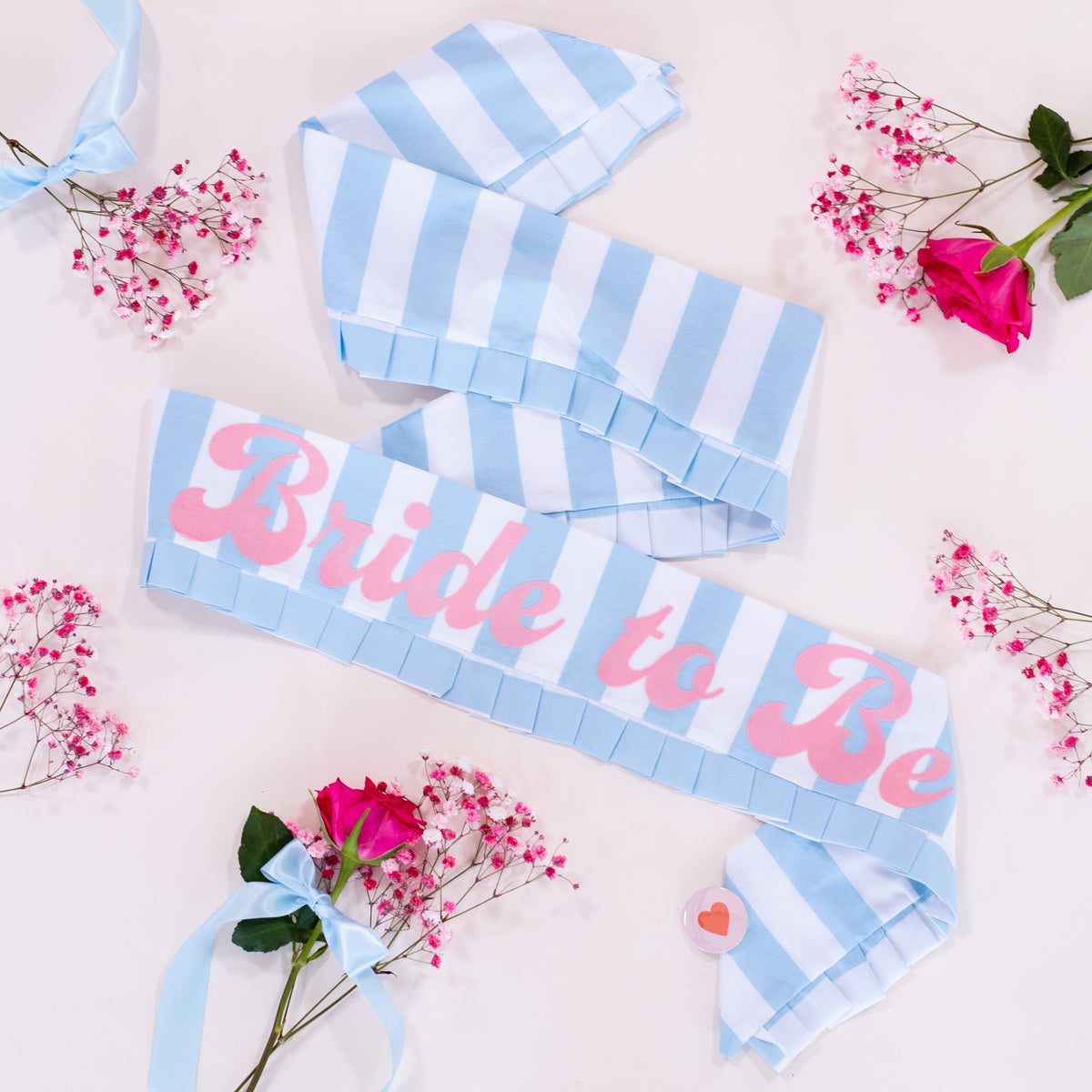 Ruffle Edge Blue Stripe Hen Party Sash - Personalisation available