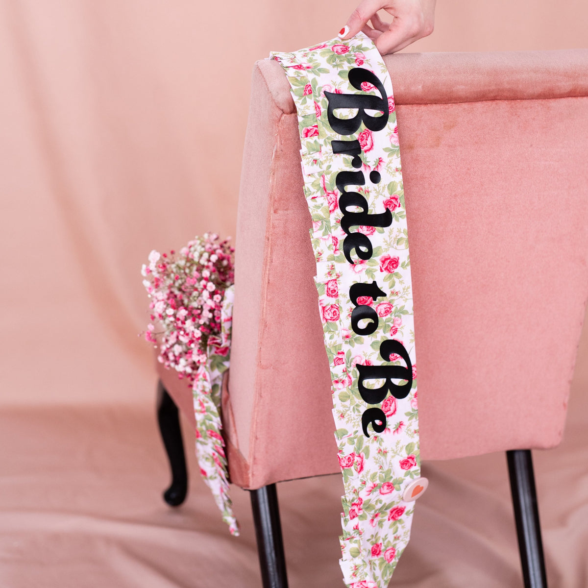 Ruffle Edge Rose Print Hen Party Sash - Personalisation available