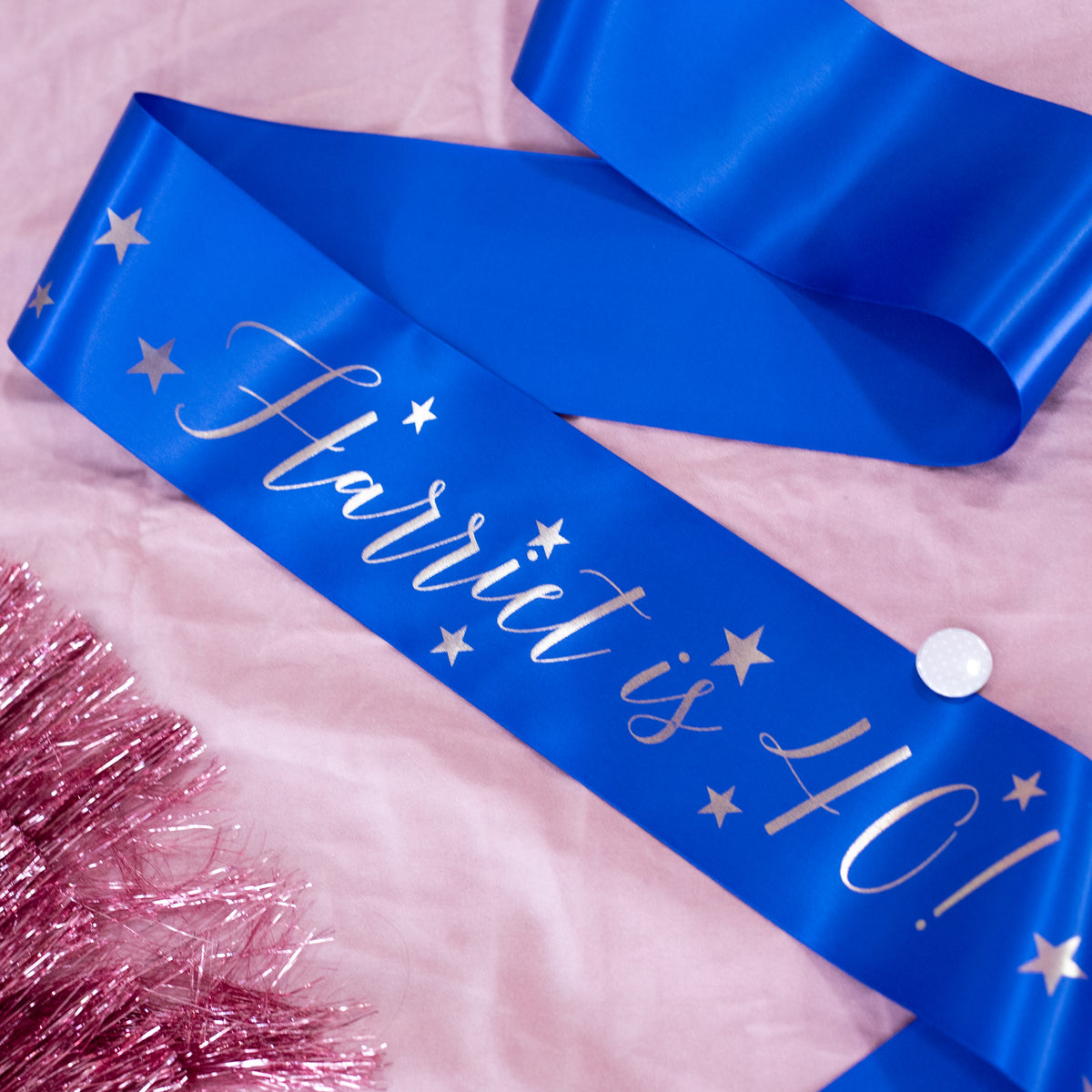 Personalised Script + Stars Gold Foil Birthday Party Sash - Choice of Colours