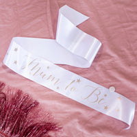 Script + Stars 'Mum to Be' Gold Foil Baby Shower Sash - Choice of Colours + Words