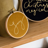 'SPECIAL OFFER 'Joy' Mustard Velvet Christmas Decoration Hoop