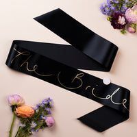 'The Bride' Gold Foil Hand Lettered Hen Party Sash - Choice of Colours