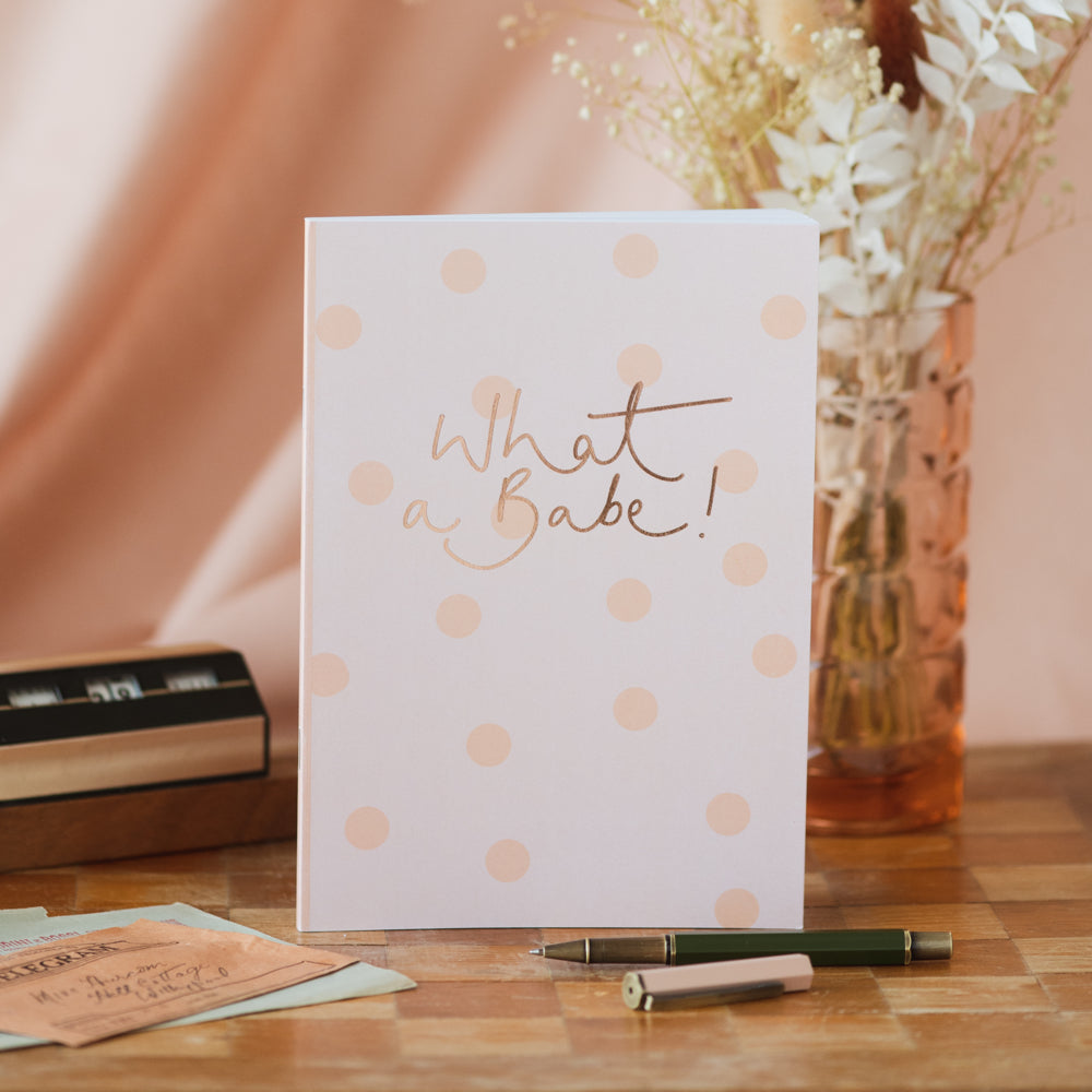 Pair of Notebooks - 'Notes' Pink Retro Floral and 'What a Babe!' Polka Dot