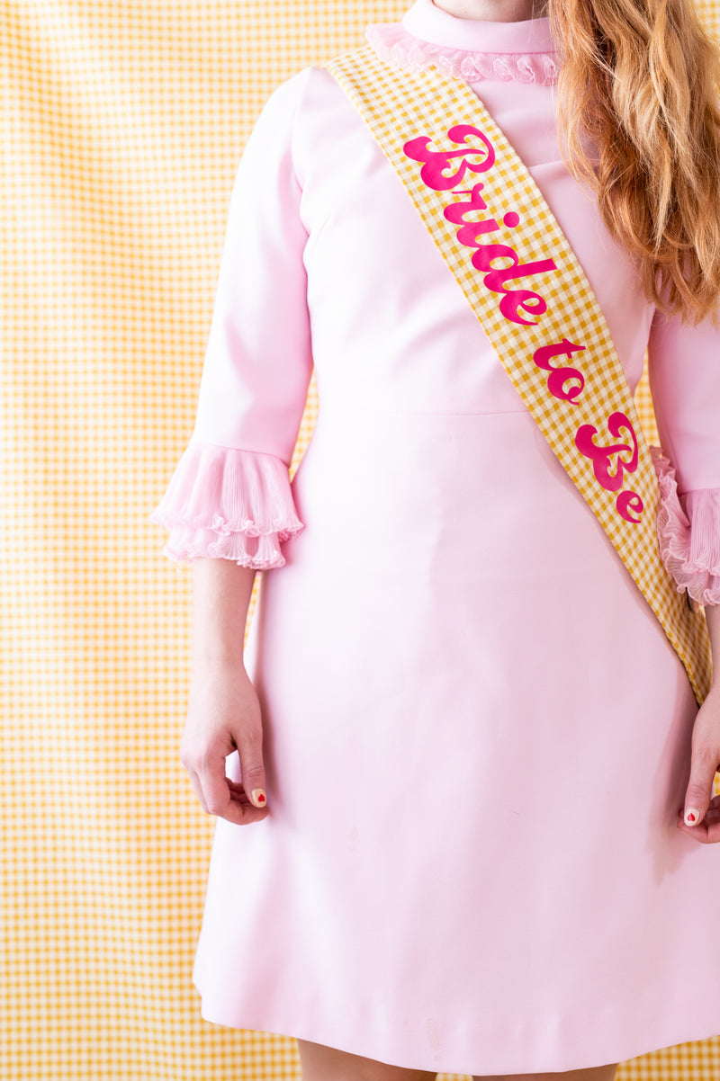 Yellow Gingham Personalised Hen Party Sash