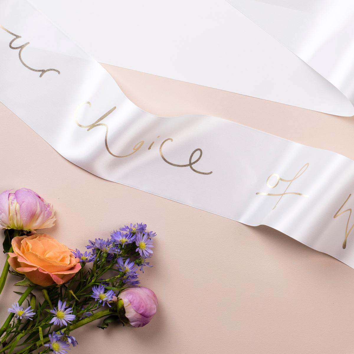 Personalised 'Your choice of words' Gold Foil Hand Lettered Party Sash - Choice of Colours
