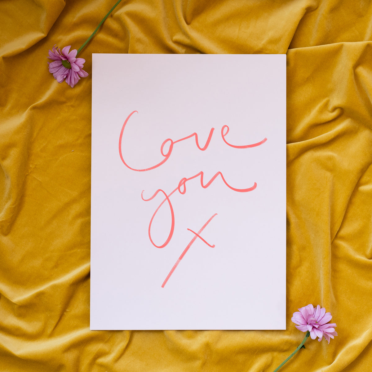 ‘Love you x’ Red and Pink Print
