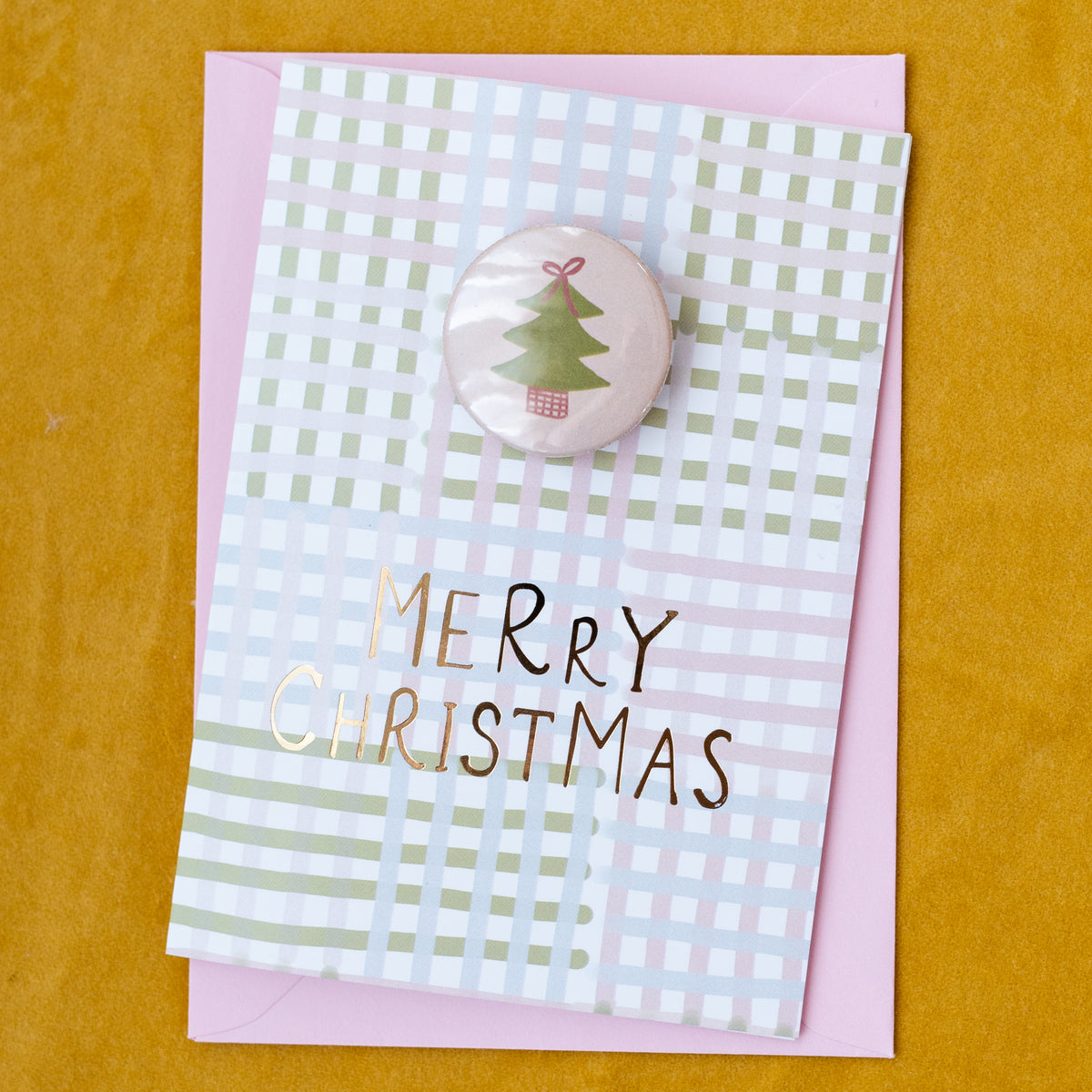 ‘Merry Christmas’ Card with Christmas Tree Badge