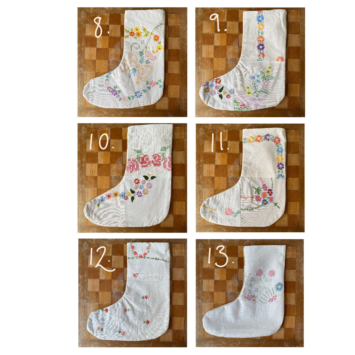 Special Edition One Off Christmas Stocking made from Vintage Embroidery